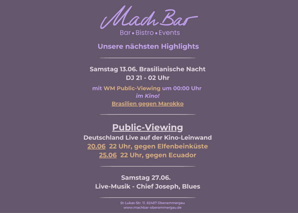 Brasilianische Nacht im Mad Bar mit DJ, Public Viewing und Live-Musik.
